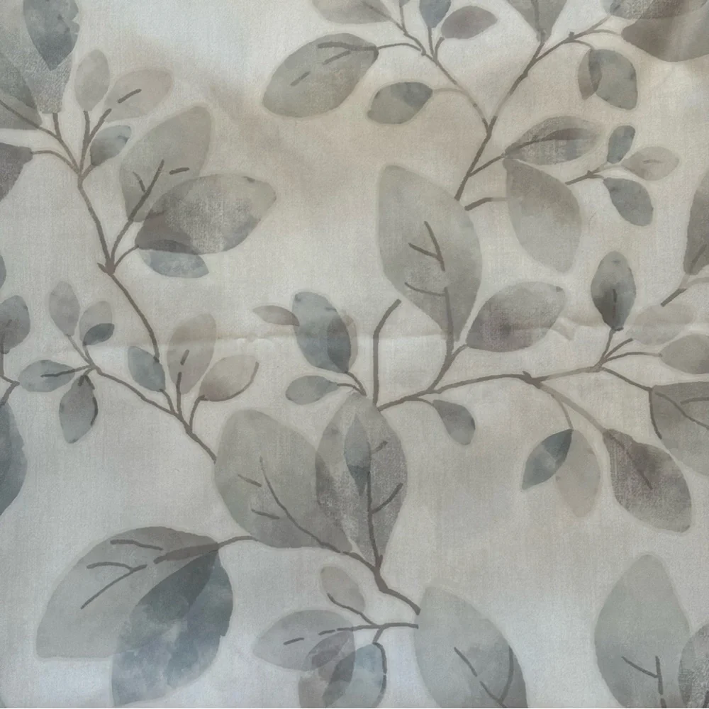Room & Retreat shower curtain pastel leaf print white & sage green LIKE …